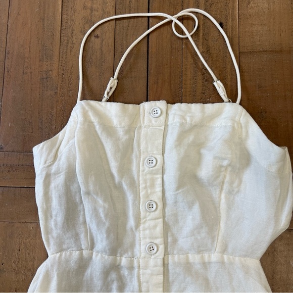 MAEVE ANTHROPOLOGIE COLOR BLOCK LINEN BUTTON FRONT OPEN  BACK MIDI DRESS SMALL - Picture 4 of 13